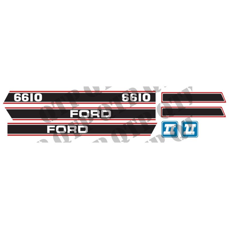 Autocollant Ford 6610 Force 2 rouge et noir