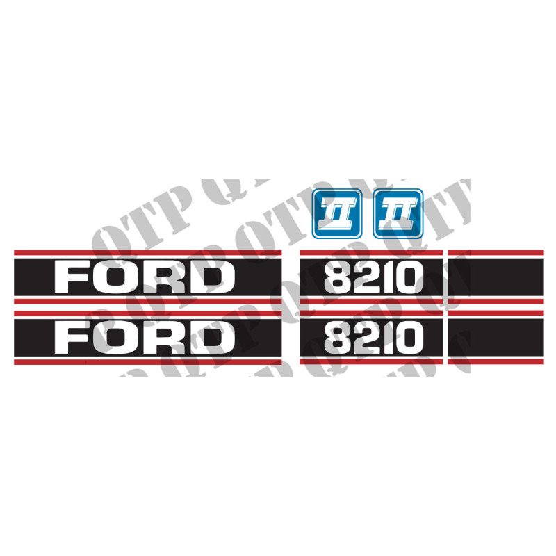 Autocollant Ford 8210 Force 2 rouge et noir
